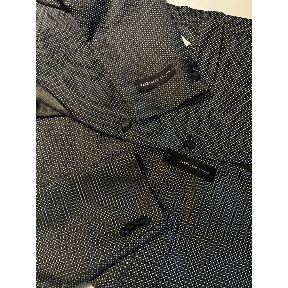 New Van Heusen Mens 42L Black White Geometric Tuxedo Dinner Jacket - Picture 9 of 15
